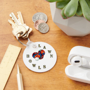 Porte-clés Gold Lawn Bowls Lettering And Bowls, Keyring