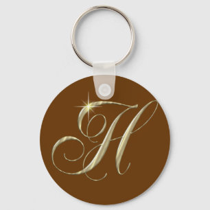 Porte-clés Gold Letter H Monogram Initial Gift