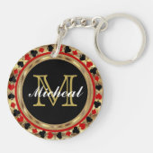 Porte-clés Gold Metallic Poker Design | Monogramme (Dos)