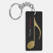 Porte-clés Gold Musical Note avec nom et initiales noir (Devant gauche)