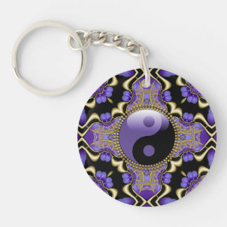 Porte-clés Gold Purple Energy YinYang Porte - clé