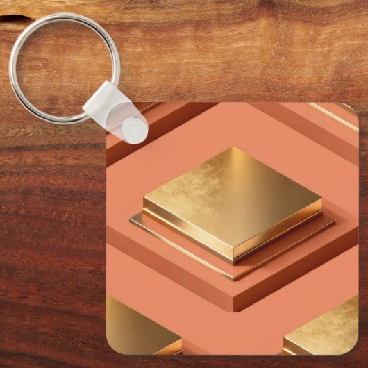 Porte-clés Gold square stepped platforms with metallic (Recto)