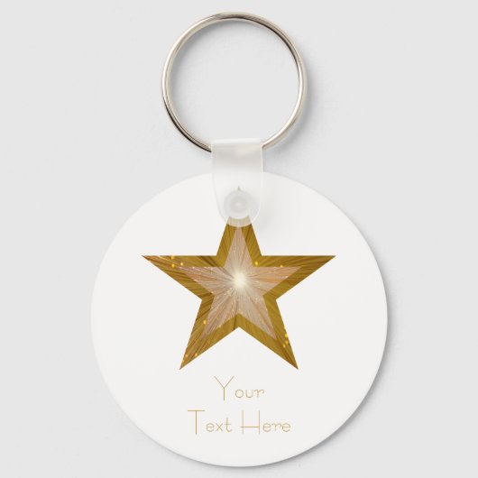 Porte-clés Gold Star 'Your Text' porte - clé blanc (Recto)