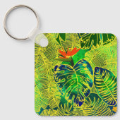 Porte-clés Gold Tropical Jungle Vert Feuille Aquarelle (Recto)