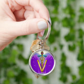 Porte-clés GOLDEN CADUCEUS VETERINARY SYMBOLE Purple Blue (main)