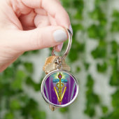 Porte-clés GOLDEN CADUCEUS VETERINARY SYMBOLE Purple Green (main)