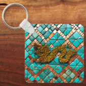 Porte-clés Golden Chinese Dragon Nouvel An Monogramme SqK (Recto)