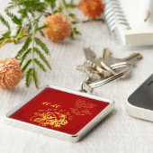 Porte-clés Golden Chinese Paper-cut Rat Année 2020 SqMK (Côté)