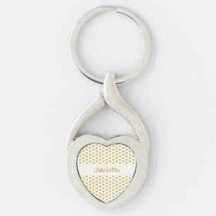Porte-clés Golden Foil Hearts Motif sur White Grunge Moderne