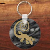 Porte-clés Golden Gecko | vagues noires (Recto)