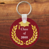 Porte-clés Golden Laurel Wreath Class of 20XX on Burgundy (Recto)