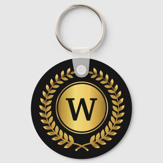 Porte-clés Golden Laurel Wreath Monogrammé (Recto)