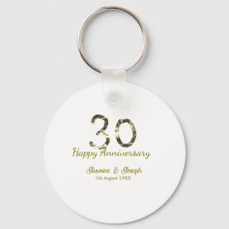 Porte-clés Golden Metallic 30th Happy anniversary add name