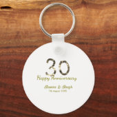 Porte-clés Golden Metallic 30th Happy anniversary add name (Verso)