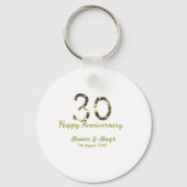 Porte-clés Golden Metallic 30th Happy anniversary add name (Verso)