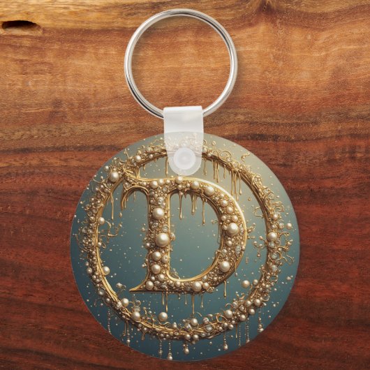 Porte-clés Golden Monogram Initial Letter D (Verso)