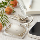 Porte-clés Golden Ornate Frame with Pearls Keychain (Devant Droit)