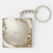 Porte-clés Golden Ornate Frame with Pearls Keychain (Dos)