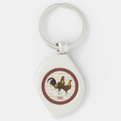 Porte-clés Golden Penciled Hamburg Roosters Maroon Monogram  (Devant)