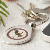 Porte-clés Golden Penciled Hamburg Roosters Maroon Monogram 