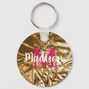 Porte-clés Golden Pink Monogram Personalized