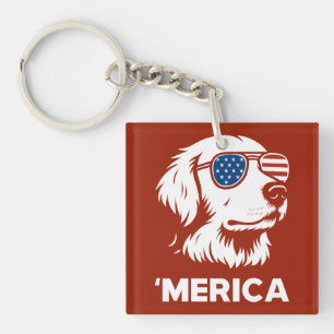 Porte-clés Golden Retriever 4 juillet Merica