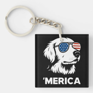 Porte-clés Golden Retriever 4 juillet Merica