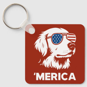 Porte-clés Golden Retriever 4 juillet Merica
