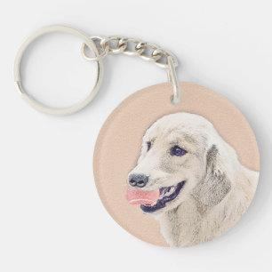 Porte-clés Golden Retriever avec Tennis Ball Peinture Chien A