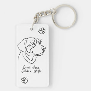 Porte-clés Golden Retriever - Bonne Vibration, Style Doré