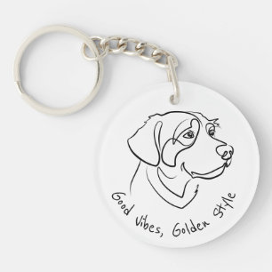 Porte-clés Golden Retriever - Bonne Vibration, Style Doré