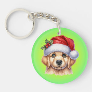 Porte-clés Golden Retriever Chien avec le Père Noël Style-825