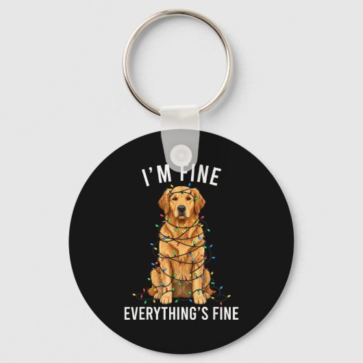 Porte-clés Golden Retriever Christmas I'm Fine Everything Is (Recto)