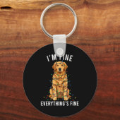 Porte-clés Golden Retriever Christmas I'm Fine Everything Is (Recto)