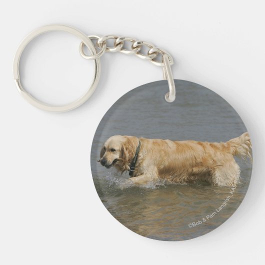 Porte-clés Golden retriever dans l'eau (Devant)