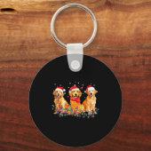 Porte-clés Golden Retriever Dog Christmas Lights Cute Matchin (Recto)