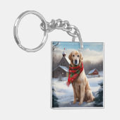 Porte-clés Golden Retriever Dog in Snow Christmas (Devant gauche)