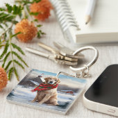 Porte-clés Golden Retriever Dog in Snow Christmas (Devant Droit)
