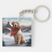 Porte-clés Golden Retriever Dog in Snow Christmas (Dos)
