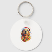 Porte-clés Golden Retriever Funny dog Christmas Santa Hat lig (Recto)