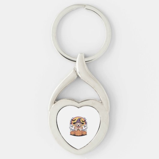 Porte-clés Golden Retriever Halloween Witch Chien classique T (Devant)
