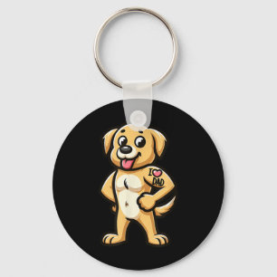 Porte-clés Golden Retriever I Love Papa Funny Chien Tattoo _1