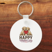 Porte-clés Golden Retriever Joyeuse Saint-Valentin (Recto)