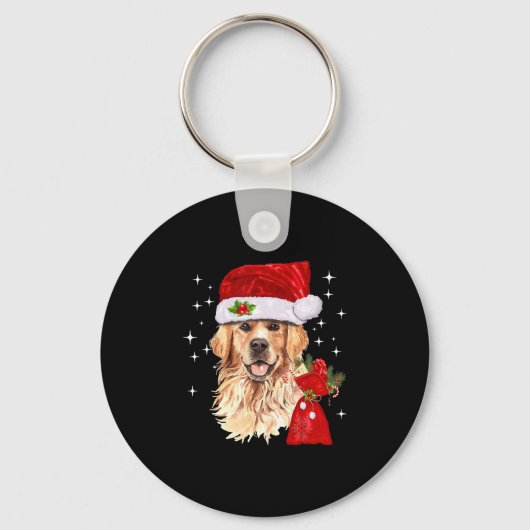 Porte-clés Golden Retriever Noël drôle cadeau de Noël (Recto)