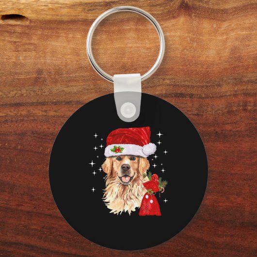Porte-clés Golden Retriever Noël drôle cadeau de Noël (Recto)