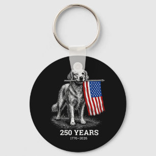 Porte-clés Golden Retriever Patriotique 4 Juillet