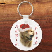 Porte-clés Golden Retriever Père Noël Paws (Recto)