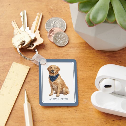 Porte-clés Golden Retriever Préparé sur Mesure (Bureau)