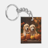 Porte-clés Golden Retriever Puppy Automne Citrouille de plais (Devant gauche)