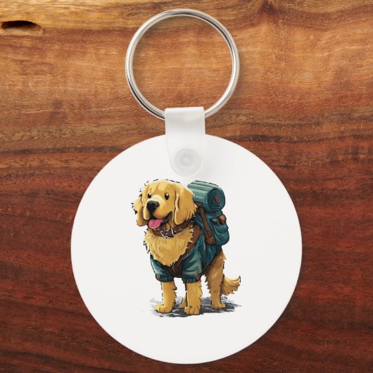 Porte-clés Golden Retriever Randonnée et Camping (Recto)